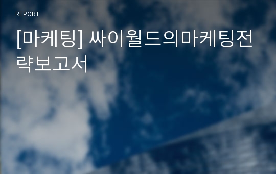 [마케팅] 싸이월드의마케팅전략보고서