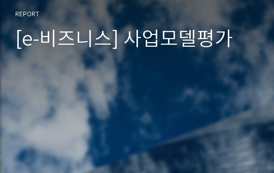 [e-비즈니스] 사업모델평가