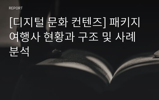 [디지털 문화 컨텐즈] 패키지 여행사 현황과 구조 및 사례 분석