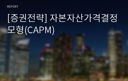 [증권전략] 자본자산가격결정모형(CAPM)