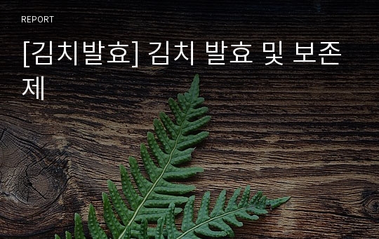 [김치발효] 김치 발효 및 보존제