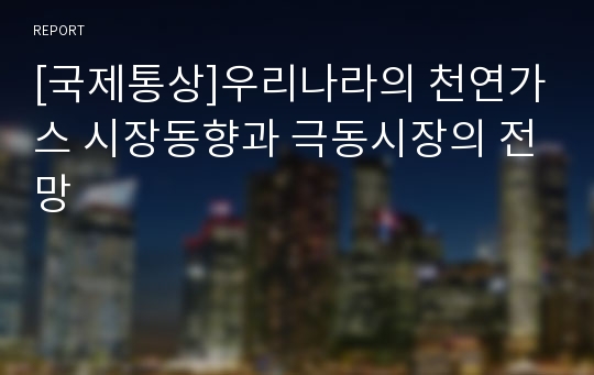 [국제통상]우리나라의 천연가스 시장동향과 극동시장의 전망