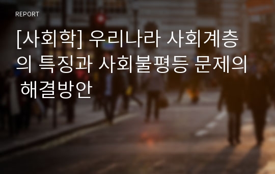 [사회학] 우리나라 사회계층의 특징과 사회불평등 문제의 해결방안