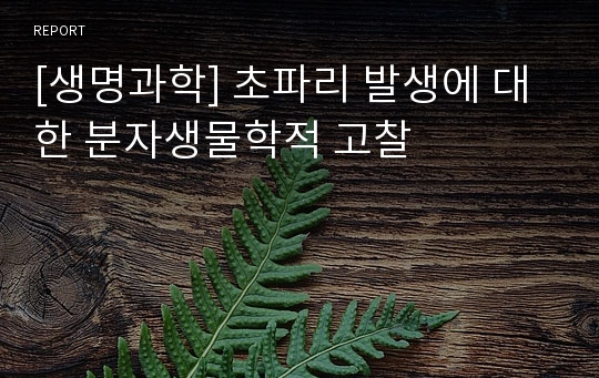 [생명과학] 초파리 발생에 대한 분자생물학적 고찰