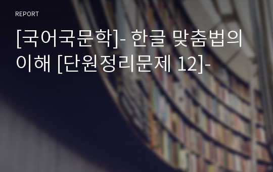 [국어국문학]- 한글 맞춤법의 이해 [단원정리문제 12]-