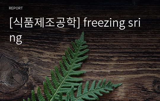 [식품제조공학] freezing sring