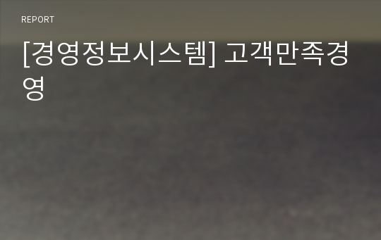 [경영정보시스템] 고객만족경영