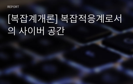 [복잡계개론] 복잡적응계로서의 사이버 공간