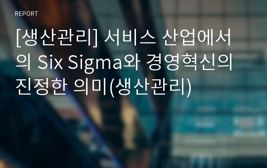 [생산관리] 서비스 산업에서의 Six Sigma와 경영혁신의 진정한 의미(생산관리)