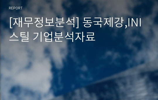 [재무정보분석] 동국제강,INI스틸 기업분석자료