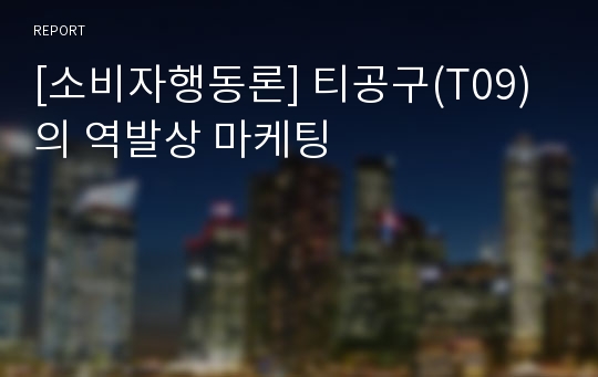 [소비자행동론] 티공구(T09)의 역발상 마케팅