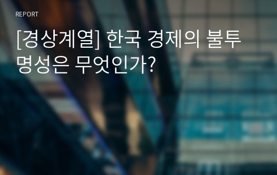 [경상계열] 한국 경제의 불투명성은 무엇인가?