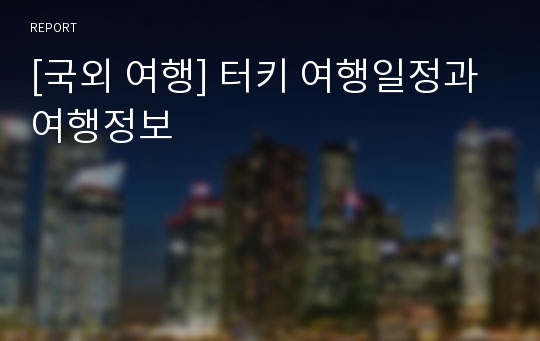 [국외 여행] 터키 여행일정과 여행정보