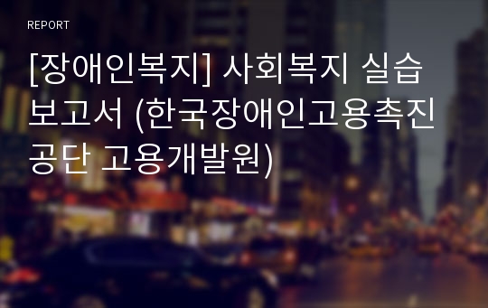 [장애인복지] 사회복지 실습 보고서 (한국장애인고용촉진공단 고용개발원)