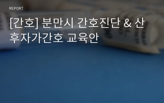 [간호] 분만시 간호진단 &amp; 산후자가간호 교육안