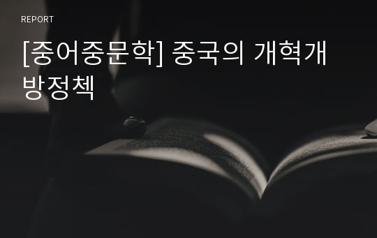 [중어중문학] 중국의 개혁개방정첵