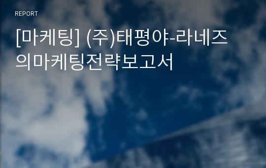 [마케팅] (주)태평야-라네즈의마케팅전략보고서