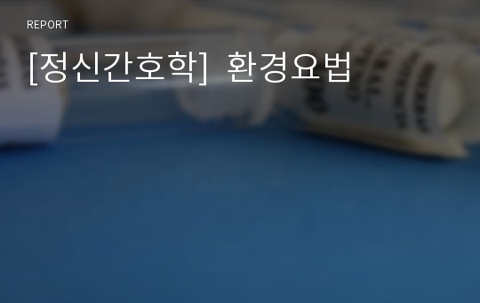 [정신간호학]  환경요법