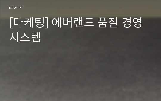 [마케팅] 에버랜드 품질 경영 시스템