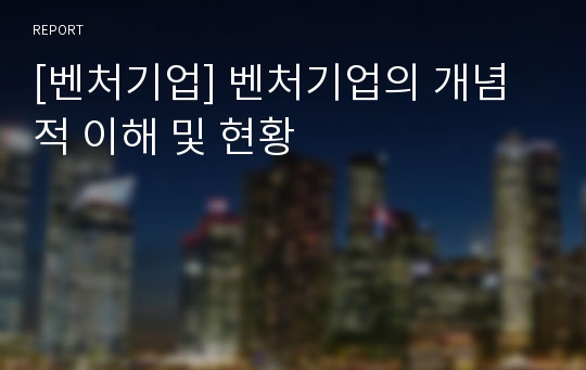 [벤처기업] 벤처기업의 개념적 이해 및 현황