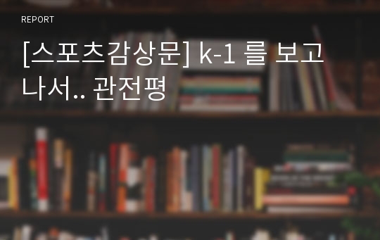 [스포츠감상문] k-1 를 보고 나서.. 관전평