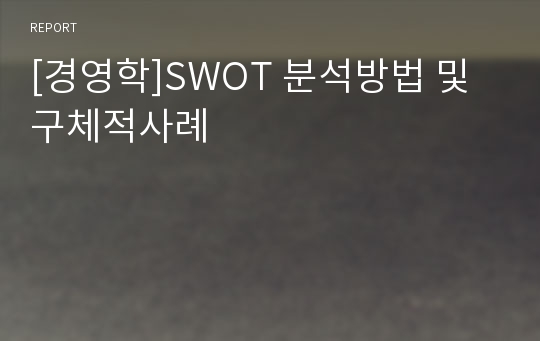 [경영학]SWOT 분석방법 및 구체적사례