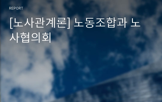 [노사관계론] 노동조합과 노사협의회