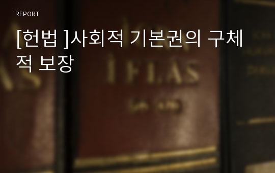 [헌법 ]사회적 기본권의 구체적 보장