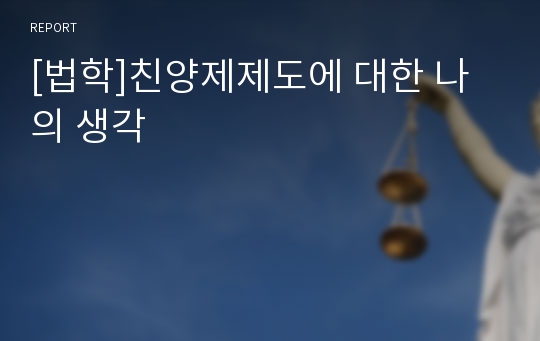 [법학]친양제제도에 대한 나의 생각