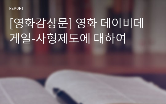 [영화감상문] 영화 데이비데 게일-사형제도에 대하여