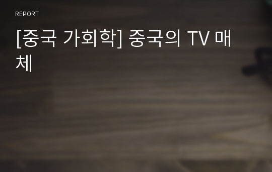 [중국 가회학] 중국의 TV 매체