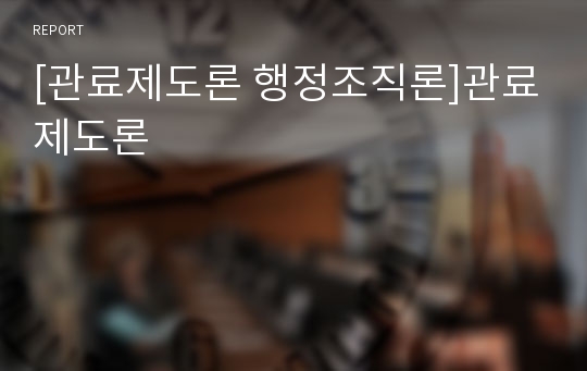 [관료제도론 행정조직론]관료제도론