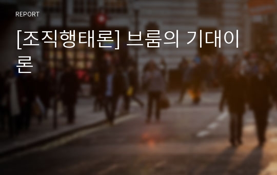 [조직행태론] 브룸의 기대이론