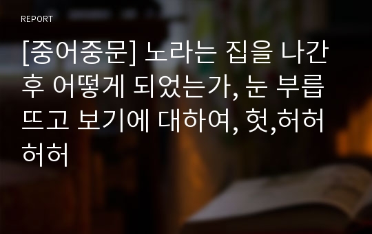 [중어중문] 노라는 집을 나간 후 어떻게 되었는가, 눈 부릅뜨고 보기에 대하여, 헛,허허허허