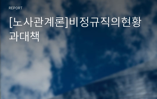 [노사관계론]비정규직의현황과대책