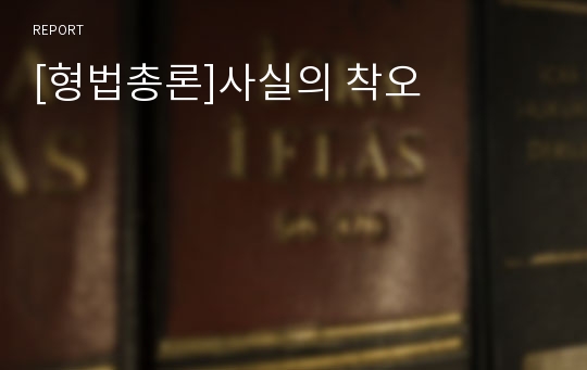 [형법총론]사실의 착오