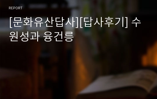 [문화유산답사][답사후기] 수원성과 융건릉