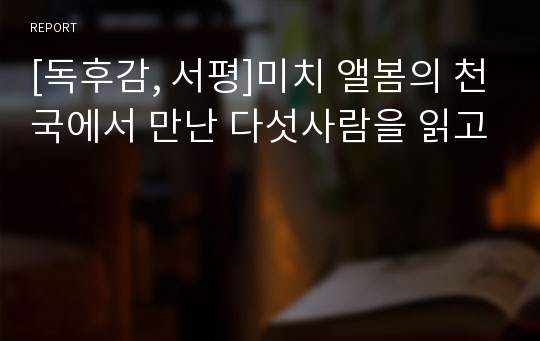 [독후감, 서평]미치 앨봄의 천국에서 만난 다섯사람을 읽고