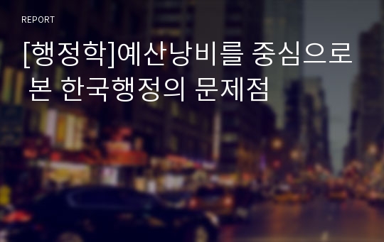 [행정학]예산낭비를 중심으로 본 한국행정의 문제점