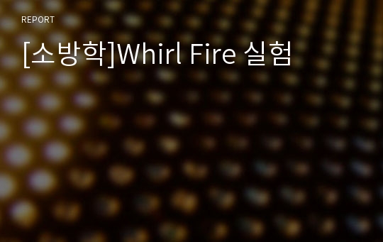 [소방학]Whirl Fire 실험