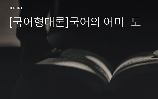 [국어형태론]국어의 어미 -도