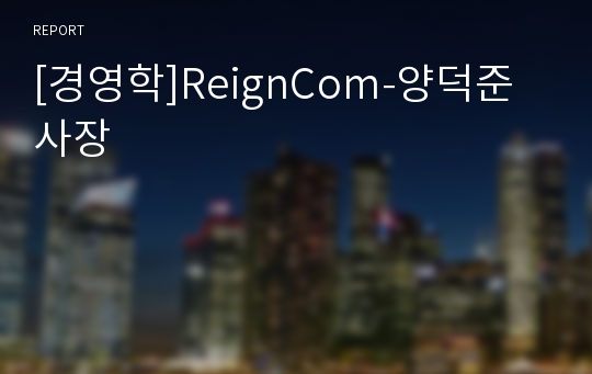 [경영학]ReignCom-양덕준사장