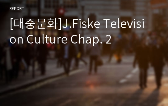 [대중문화]J.Fiske Television Culture Chap. 2