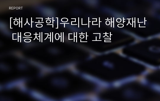 [해사공학]우리나라 해양재난 대응체계에 대한 고찰