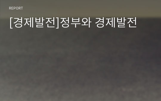 [경제발전]정부와 경제발전