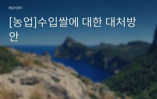 [농업]수입쌀에 대한 대처방안