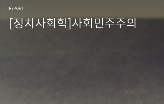 [정치사회학]사회민주주의