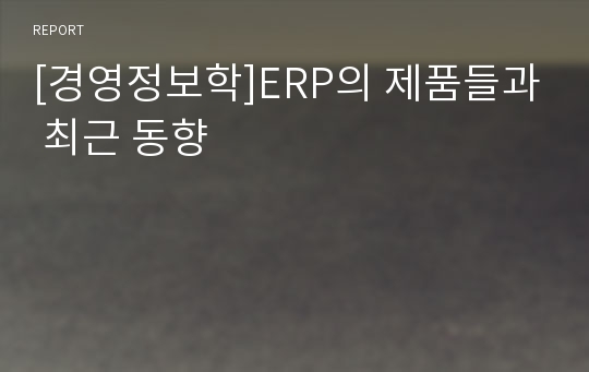 [경영정보학]ERP의 제품들과 최근 동향