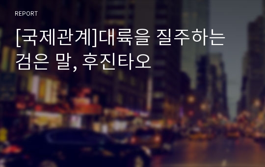 [국제관계]대륙을 질주하는 검은 말, 후진타오