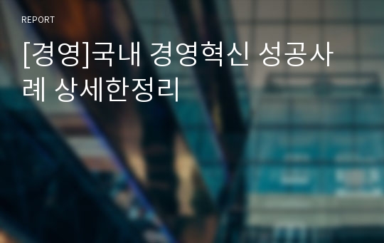 [경영]국내 경영혁신 성공사례 상세한정리